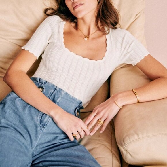 NWT Sezane Anil Jumper - Ecru Ivory Cream French Sweater Knit Top Soft Caus - Picture 5 of 12